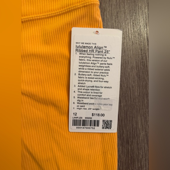 New Lululemon Align high rise ribbed pant 25” Mango Dream. Orange. Size 12 - Picture 13 of 17